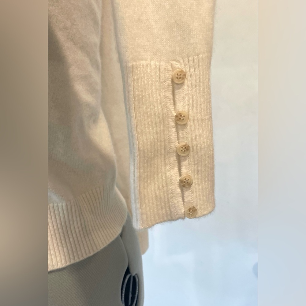 NAADAM Cashmere Buttoned V-Neck Sweater, Cream, XS - Picture 7 of 16